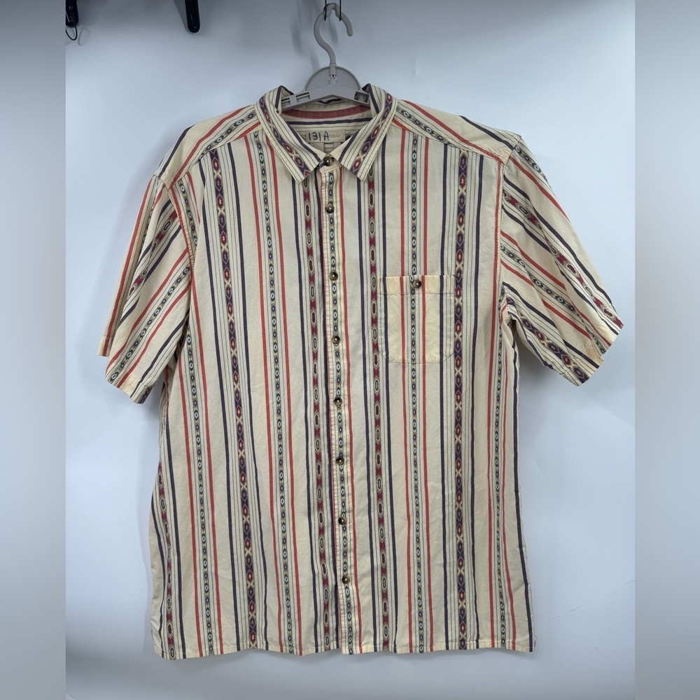 Territory Ahead Shirt Mens 2XL Tall Striped Aztec Western Cowboy Short Sleeve
